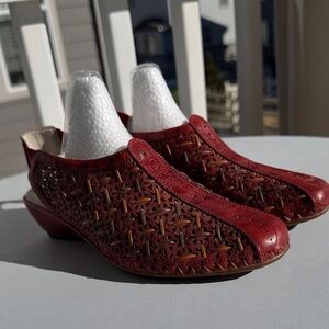 Pikolinos Romana Woven Leather Slinback Sandals In Red Multi-Sz EU 37-US 6.5-7